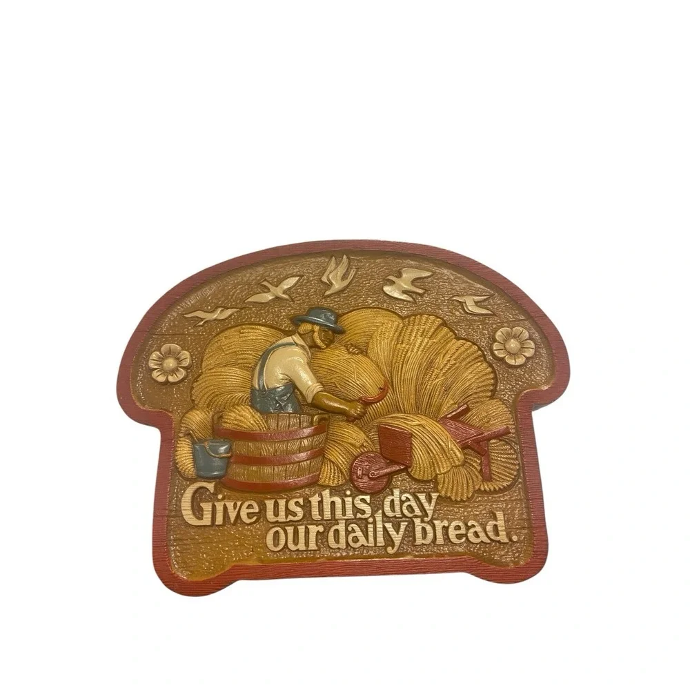 Vintage Burwood Wall Decor Plaque. Give Us This Day our Daily Bread.